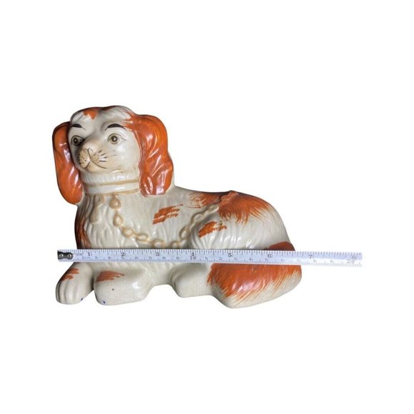 Staffordshire Dog King Charles Spaniel Recumbent Single Dog Hand Painted Laying - Picture 9 of 10